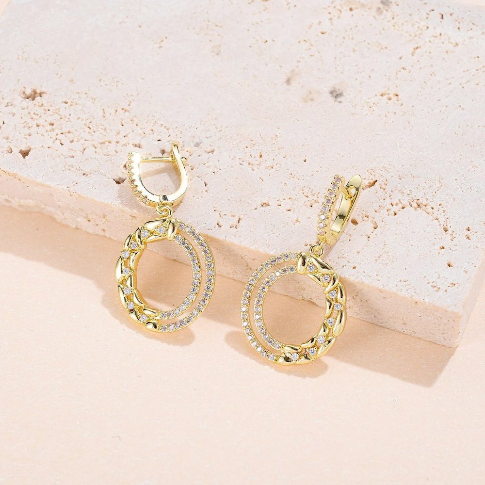 Double Hoop Drop Earrings - Picture 8 of 8